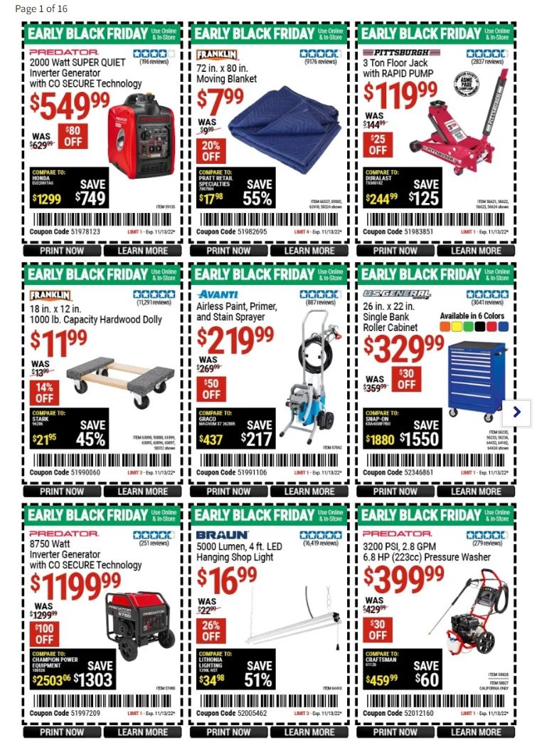 Harbor Freight Pre Black Friday 2022 Page 1